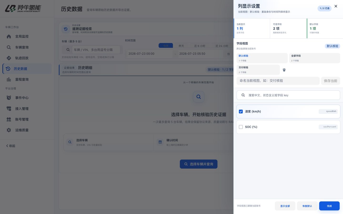 账号级字段视图
